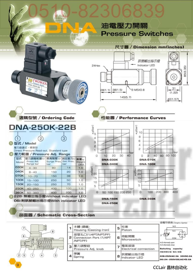 DNA-030K-06I  DNA-030K-22B  TWOWAY 油電壓力開(kāi)關(guān)